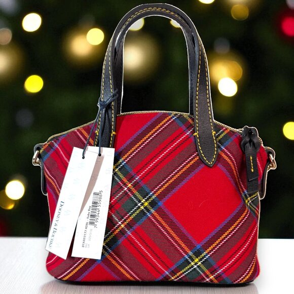 Dooney & Bourke Mini Windsor Cotton Tartan Dome Satchel w/ Crossbody Strap New - Picture 2 of 9